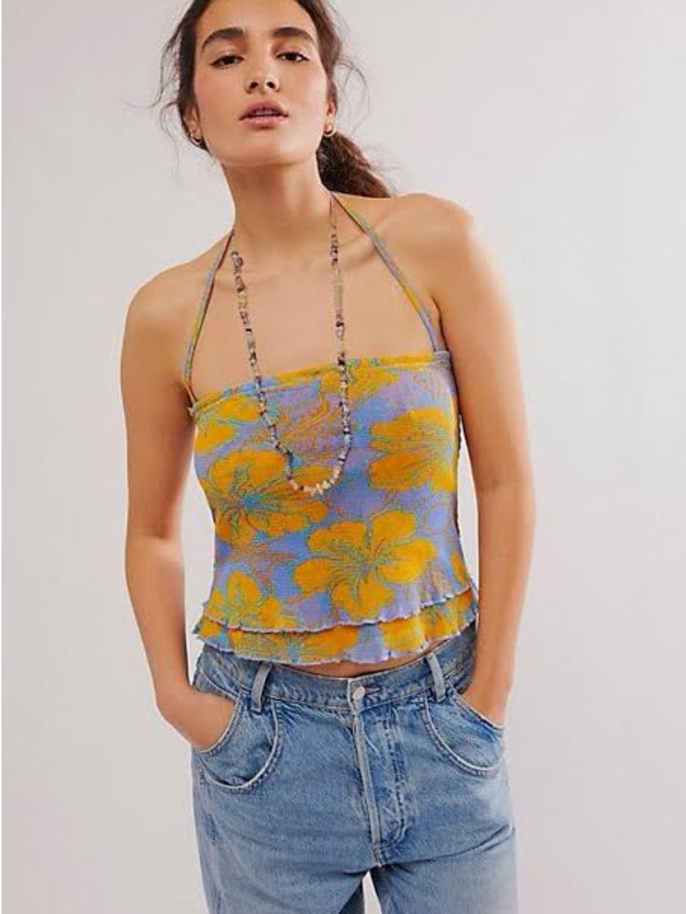 Free People Poppy Tube Top in Cornflower Combo
